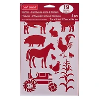 Farmhouse Icon & Border Plastic Stencils, 7" x 10" by Craft Smart®