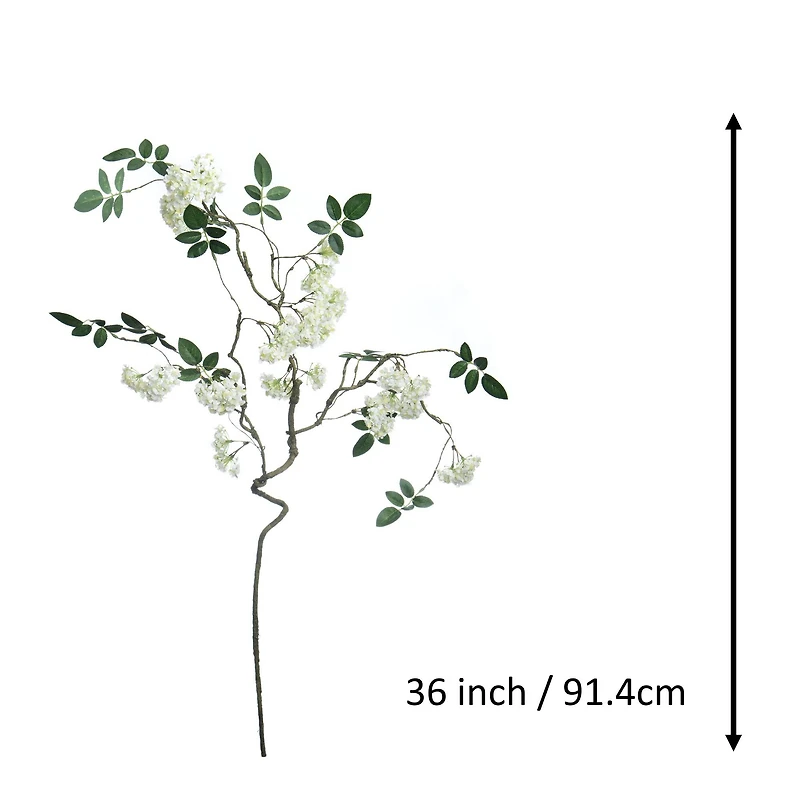 36" White Snowball Branch Stem by Ashland®