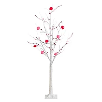 4ft. Pre-Lit Artificial Valentine's Day Twig Tree with 48 Heart Shaped LED Lights and Red Berries