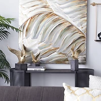 Set of 3 Gold Polystone Birds Sculpture 14", 15", 9"