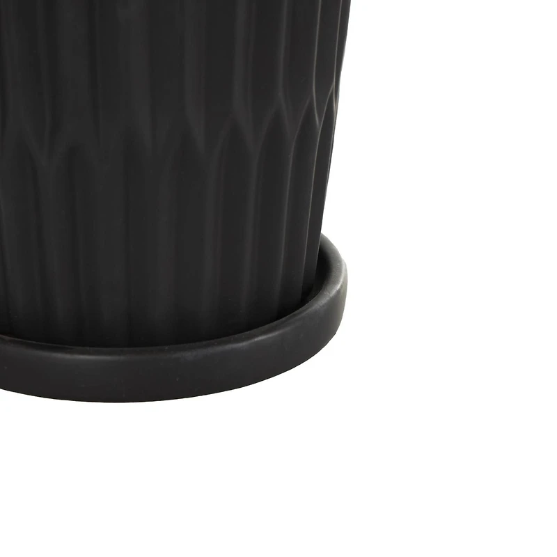 Double Ribbed Textured Ceramic Planter Set