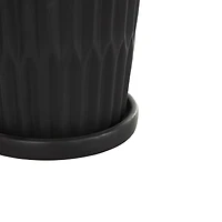 Double Ribbed Textured Ceramic Planter Set