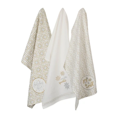 DII® Assorted Winter Sparkle Embellished Dishtowel Set