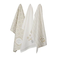 DII® Assorted Winter Sparkle Embellished Dishtowel Set