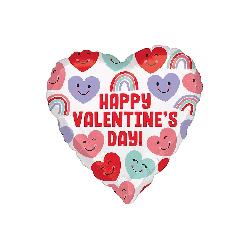 17" Cute Hearts Happy Valentine's Day  Mylar Balloon