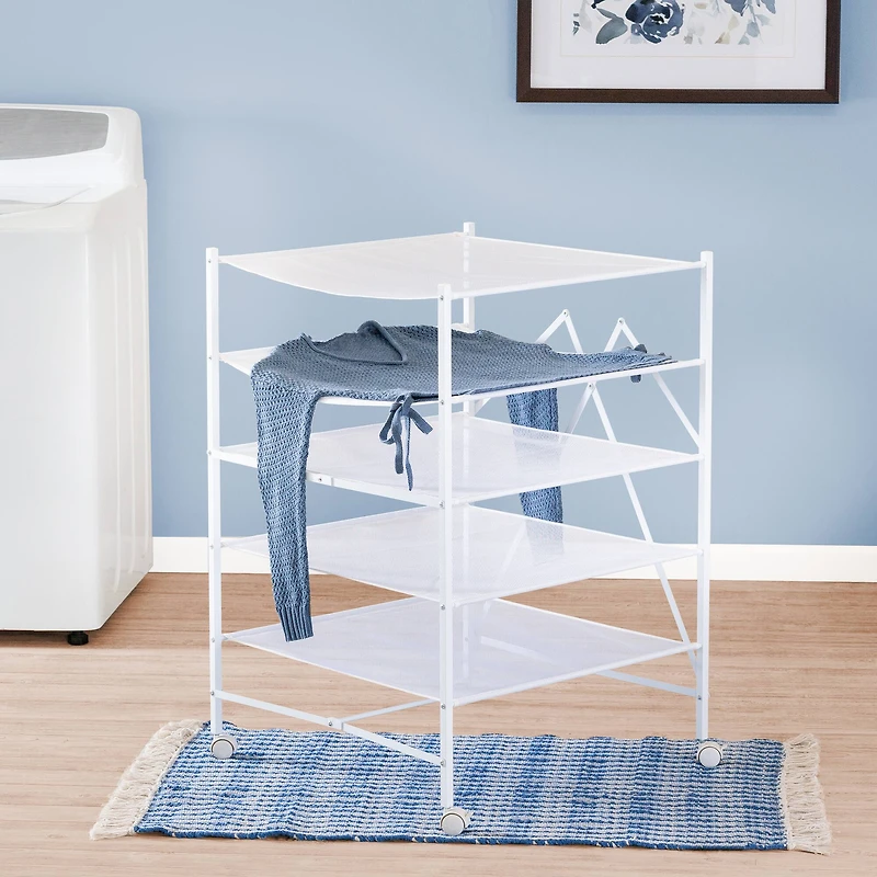 Honey Can Do White 5-Tier Rolling Clothes Drying Rack