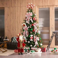 Glitzhome® Whimsical Red & Green Shatterproof Ornaments, Candy Picks & Ribbon Bow Set