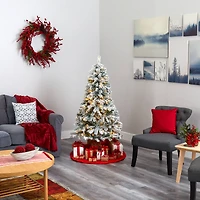 5ft. Pre-Lit Flocked Rock Springs Spruce Artificial Christmas Tree with Clear LED Lights