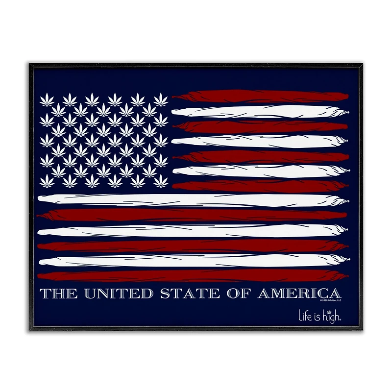 Stupell Industries Herb America Flag Framed Giclee Art