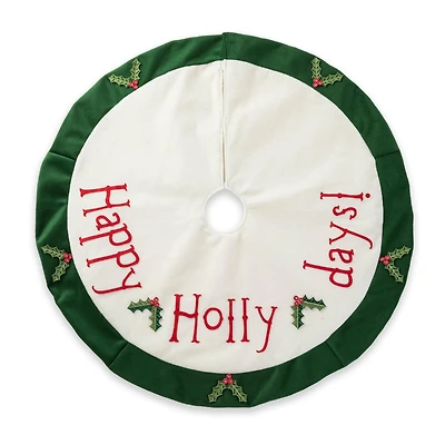 Glitzhome® 48" Dimensional Christmas Holly Leaves Felt Tree Skirt