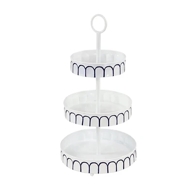 White Iron Farmhouse 3 Tier Tray Cupcake Stand