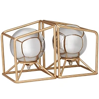 6" Silver Stainless Steel Orb Geometric Bookends with Gold Base Set