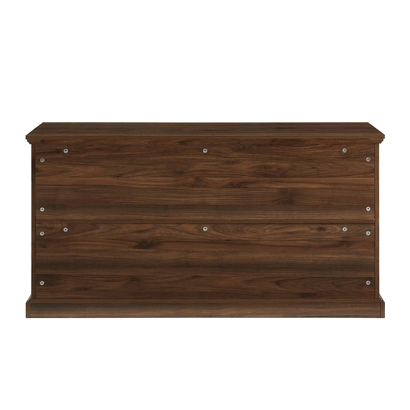 Walker Edison Dark Walnut Lateral Bookshelf with Decorative Metal Sides