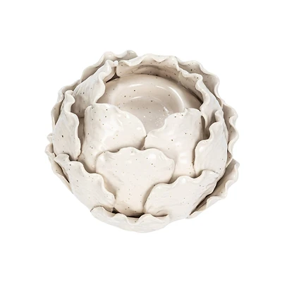 Hello Honey® 5" Cream Artichoke Tealight Stoneware Candle Holder