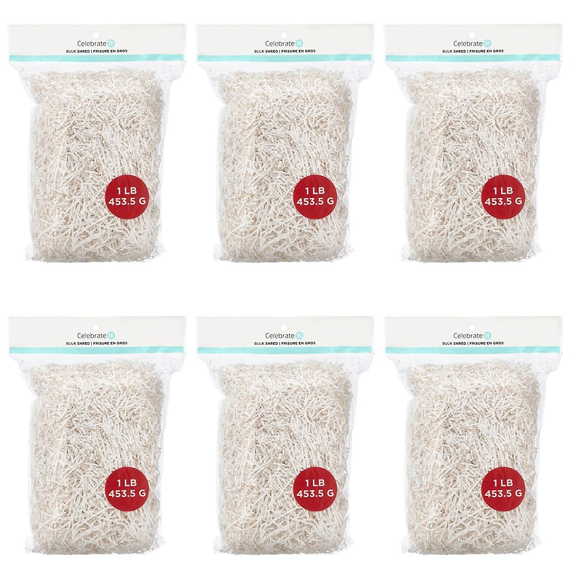6 Pack: White Paper Shreds by Celebrate It™, 1lb.