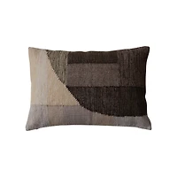 Hello Honey® 24" Brown Abstract Design Hand-Woven Fabric Indoor/Outdoor Lumbar Pillow
