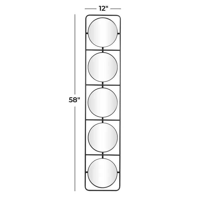 Black Modern Wall Mirror, 12" x 3" x 58"