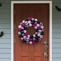 23.5" Pink & Purple Skull & Ornament Wreath by Ashland®