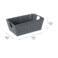 Simplify Small Gray Woven Storage Shelf Bin
