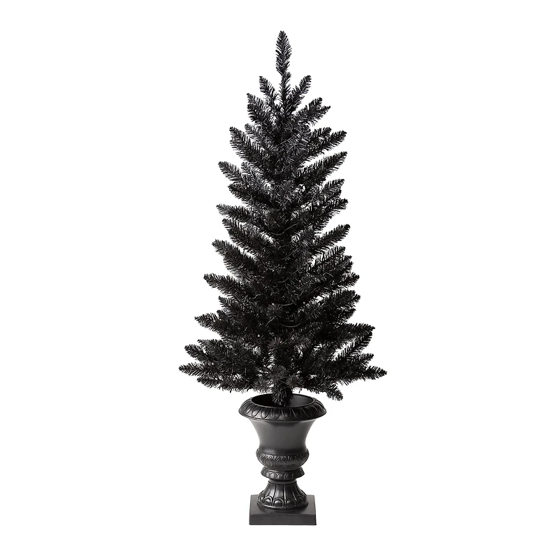 4ft. Pre-Lit Black Artificial Halloween Tree, LED Orange Lights