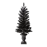 4ft. Pre-Lit Black Artificial Halloween Tree, LED Orange Lights