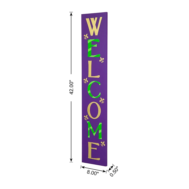Glitzhome® 42" Mardi Gras WELCOME Wooden Porch Sign