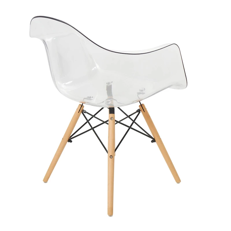 31" Clear Acrylic Mid Century Modern Eiffel Style Accent Chair with Wood Legs