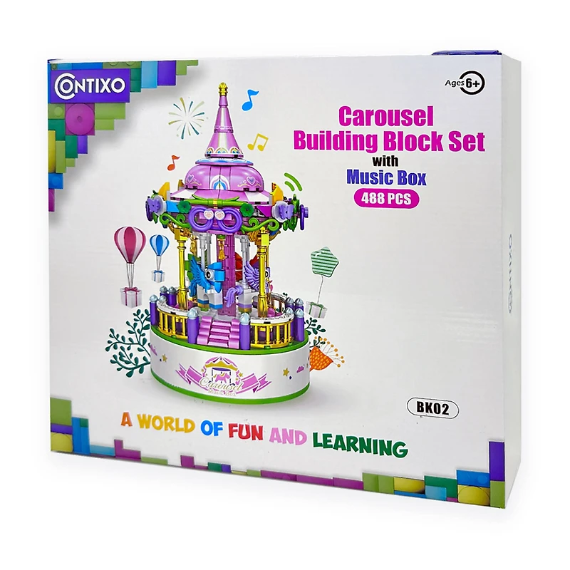 Contixo BK02 Carousel Building Block with Music Box Set