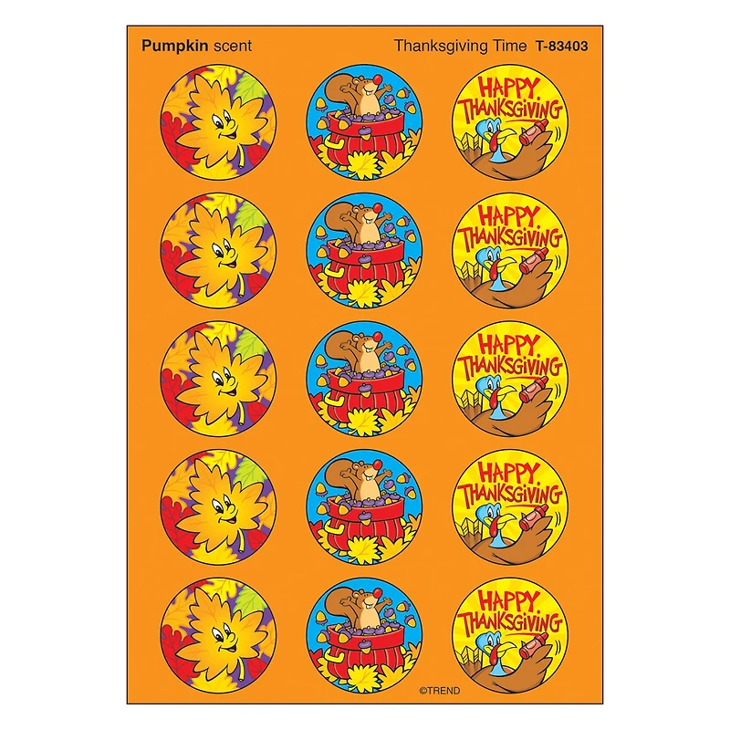 Trend Enterprises® Stinky Stickers® Thanksgiving Time/Pumpkin, 6 Packs of 60ct.