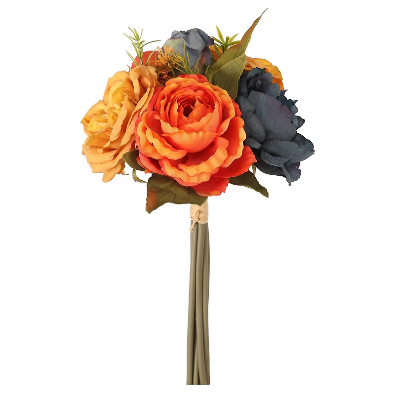 11" Yellow, Orange & Blue Rose & Peony Bouquet by Ashland®