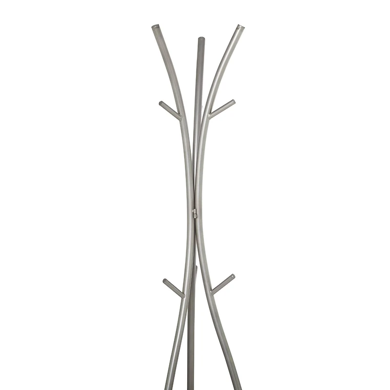 Silver Metal Modern Coat Rack, 73" x  17" x  17"