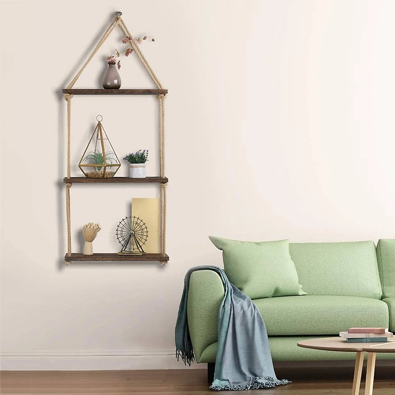 NEX™ Liantral 3-Tier Wood & Rope Hanging Shelves