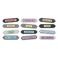 Ashley Productions Months of the Year Black & White Assorted Patterns Magnetic Die-Cut Timesavers & Labels, 3 Packs of 12
