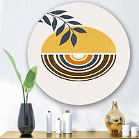 Designart - Abstract Sun Moon Leaves III