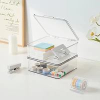 Small Clear Stacking Plastic Case with Hinged Lid by Simply Tidy®