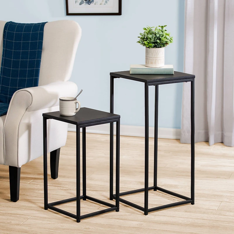Honey Can Do Square Black Side Tables Set