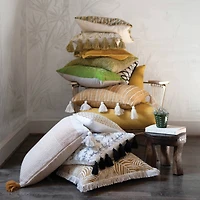 Hello Honey® Black & Cream Tufted Pillow with Tassels