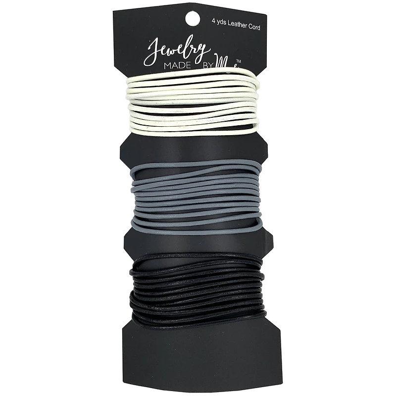 Jewelry Made By Me™ 4yd. White, Gray & Black Leather Cord