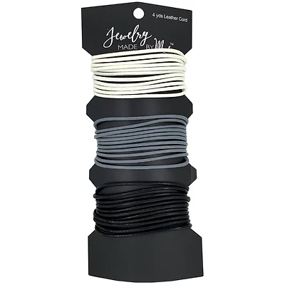 Jewelry Made By Me™ 4yd. White, Gray & Black Leather Cord