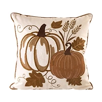 Glitzhome® Cotton Embroidered Pumpkin Pillow Cover