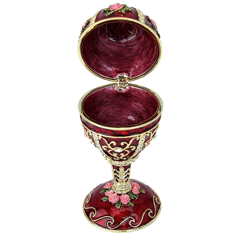 5" The Russian Rosette Rose Romanov Style Enameled Egg