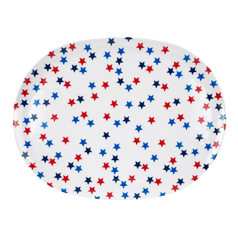 14" Red, White & Blue Patriotic Stars Melamine Tray by Celebrate It®