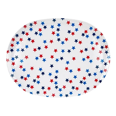 14" Red, White & Blue Patriotic Stars Melamine Tray by Celebrate It®