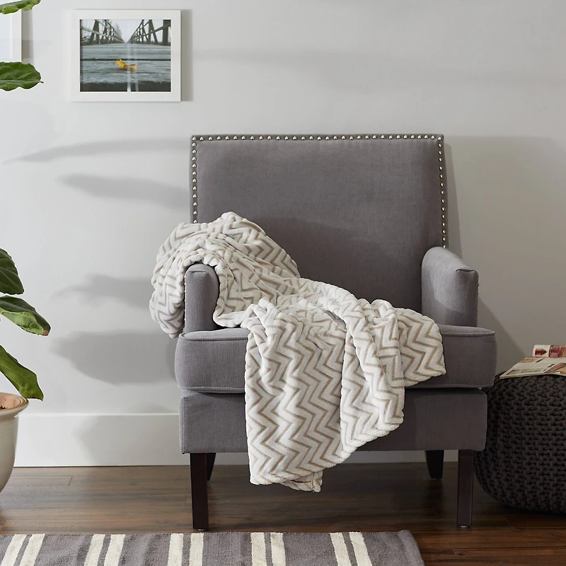 DII® Stone Chevron Plush Throw