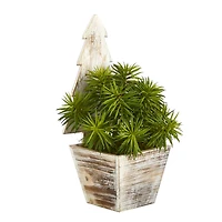 15" Unlit Succulent Artificial Plant in Christmas Tree Planter