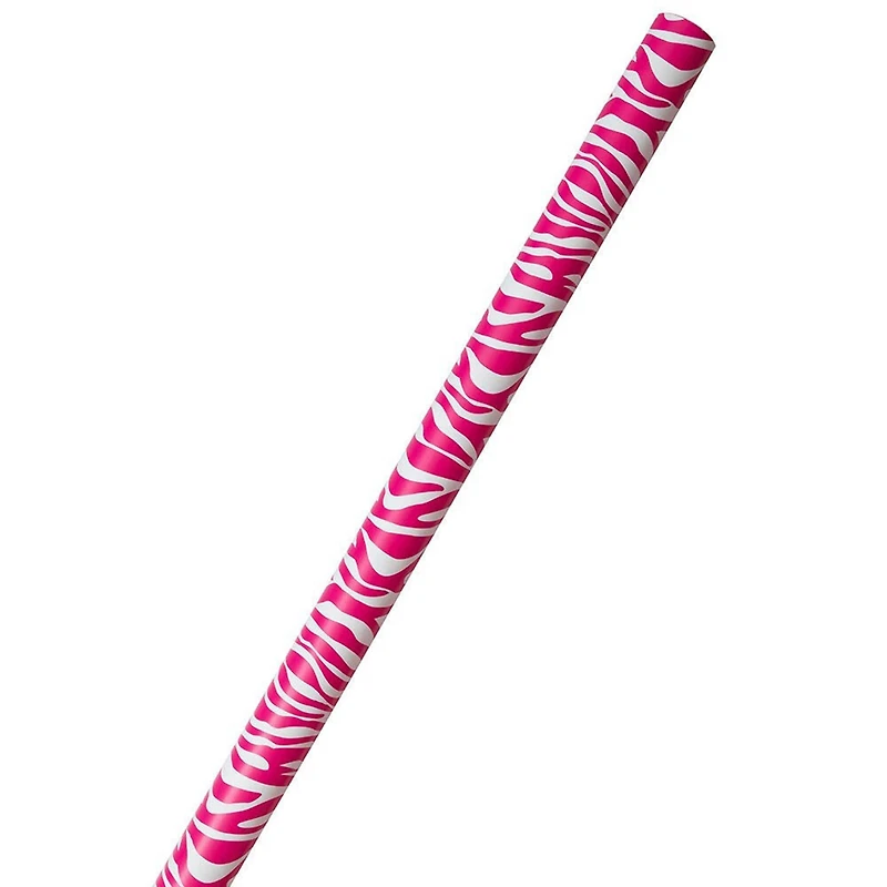 JAM Paper Safari Pink & White Zebra Gift Wrap, 2ct.