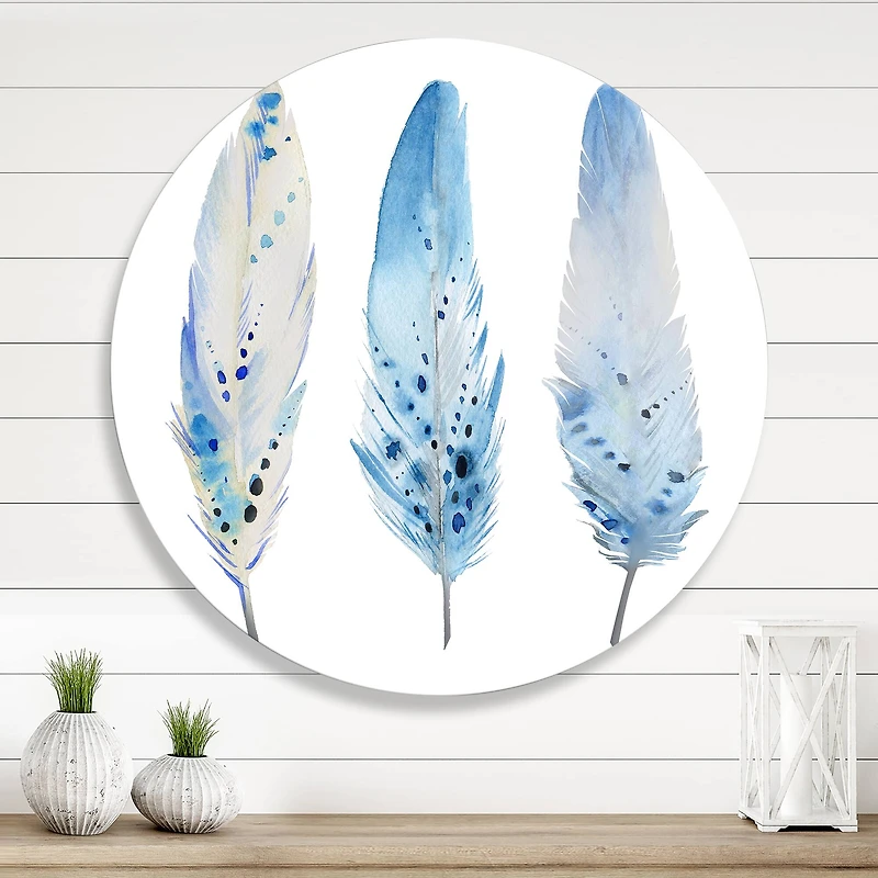 Designart - Blue Boho Feathers II