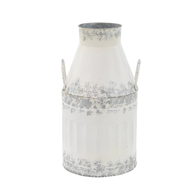 Distressed White Metal Farmhouse Decorative Jar, 2ct.