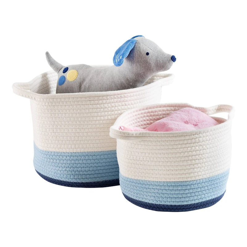 Honey Can Do Blue Ombré Nesting Cotton Rope Storage Basket Set