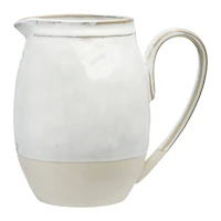 Hello Honey® 7" White & Tan Stoneware Pitcher